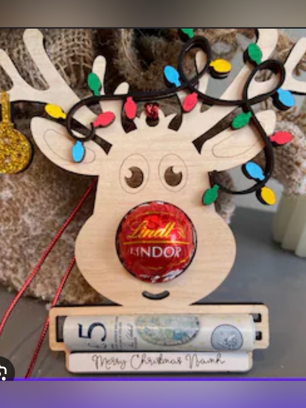8 count Reindeer Chocolate Nose Holiday Ornament for cash giftgiving